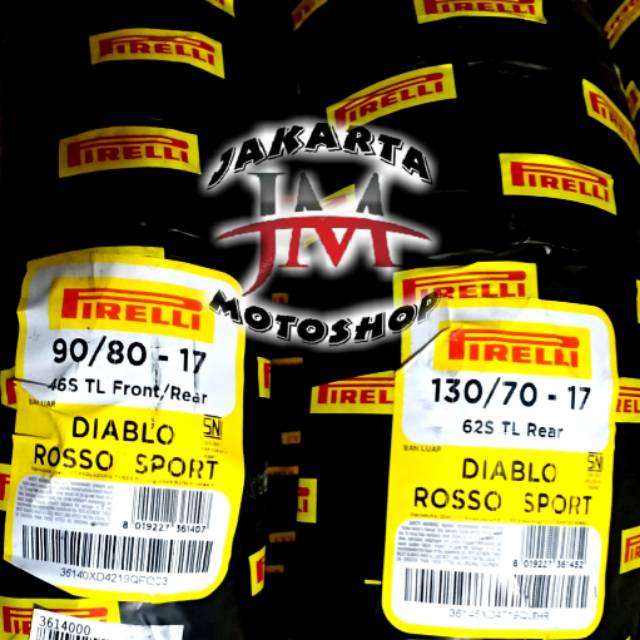 PAKET Ban PIRELLI Diablo Rosso Sport 90/80-17 & 130/70-17  For Vixion CB150R CBR GSX Ninja  Jupiter