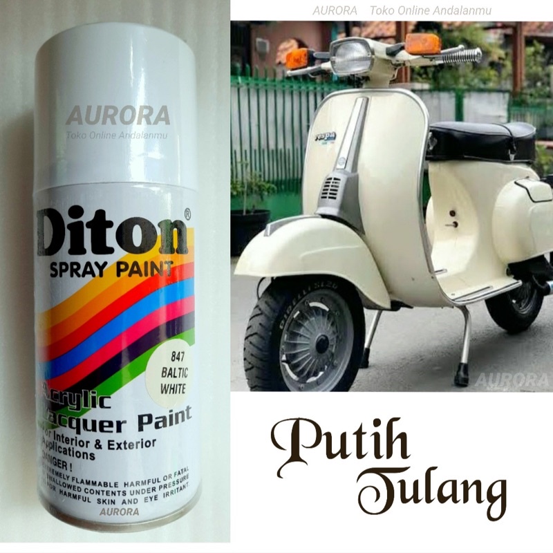 Diton Baltic White 847 Putih Tulang 300ml Pilok Tahan Bensin Gloss Mengkilap Cat Semprot Pilox Pylox