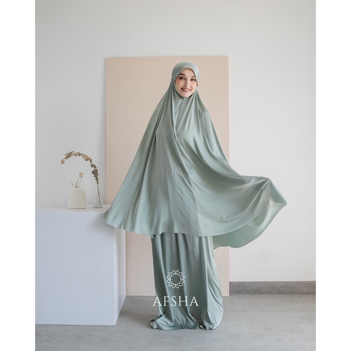 PROMO BISA COD MUKENA DEWASA Mukena Couple Dewasa 2in1 Laika series afsha Hampers with box - Moss Gr