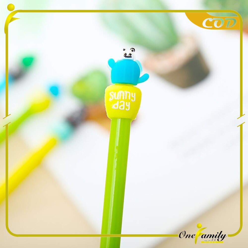 ONE-A16 Pulpen Gel Karakter Kaktus / Pena Kaktus / Bolpen Gel / Pulpen Lucu Unik Bentuk Pot Kaktus-6