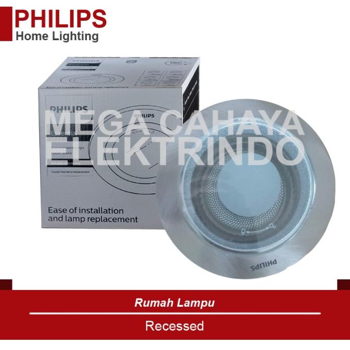 "'''] PHILIPS DOWNLIGHT 13804 Glass Recessed Nickel| Rumah Lampu 4"