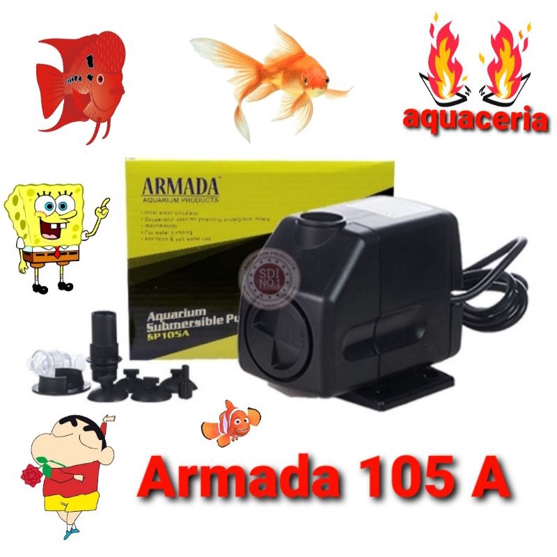 ARMADA 105 A pompa celup aquarium kolam hidrofonik pompa celup air