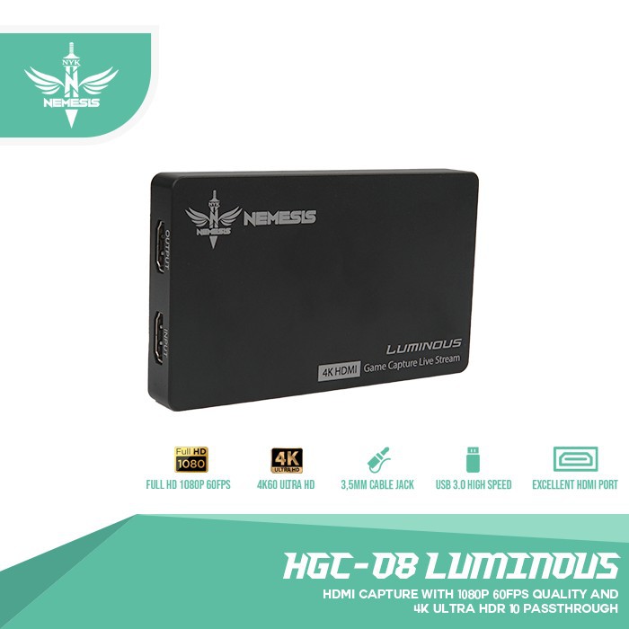 Usb 3.0 Hdmi video Capture game Nyk nemesis Live Streaming obs vlc adobe vmix 60fps 4k 1080p hdr  Luminous