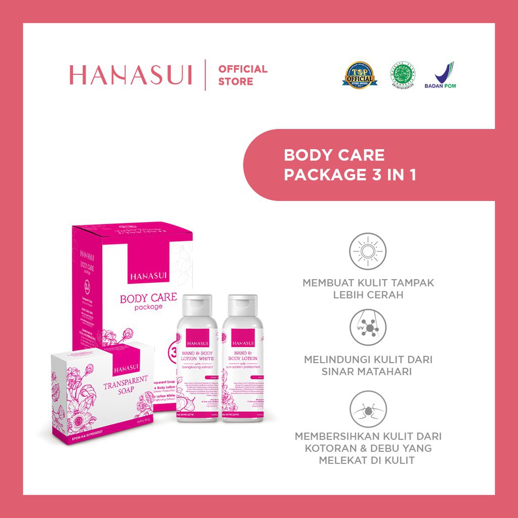 ✨ AKU MURAH ✨[BPOM] Hanasui Body Care 3in1 / Paket Lotion Hanasui BPOM