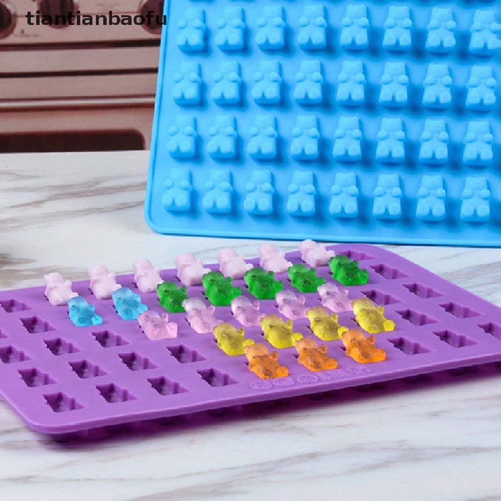 Cetakan Cokelat Permen Jelly Es Desain Gummy Bear 53 Rongga Bahan Silikon