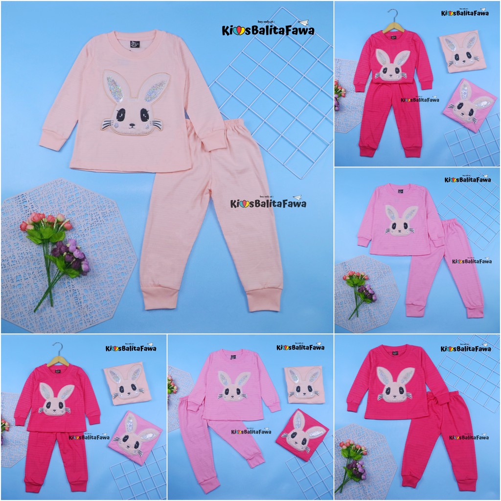 Set Bunny Kids uk Bayi-10 Tahun / EXPORT PREMIUM Setelan Karakter Kaos Piyama Tidur Anak Perempuan