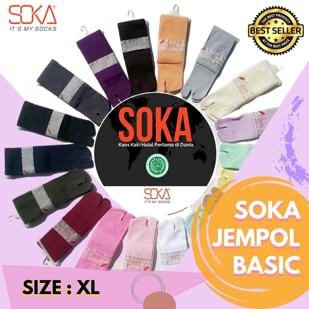 KAOS KAKI JEMPOL BASIC SOKA ORIGINAL UKURAN XL WARNA POLOS