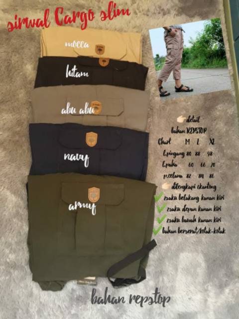 Al Hanif celana siŕwal cargo slimfit  ripstop