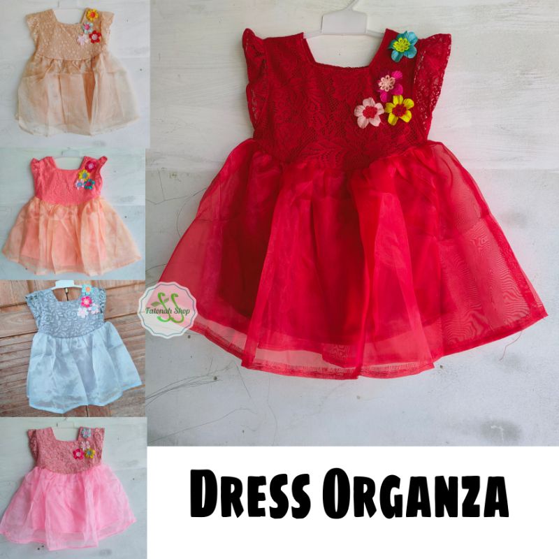 Dress anak 1 2 tahun gaun pesta anak cewek perempuan organza mewah tutu ( dress organza )