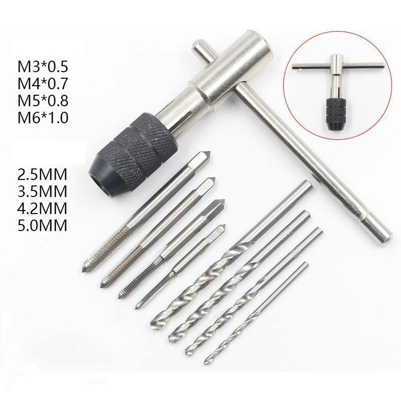 9pcs Hand Tap + Mata bor Hand tap Senai Pembuat Derat Ulir Baud