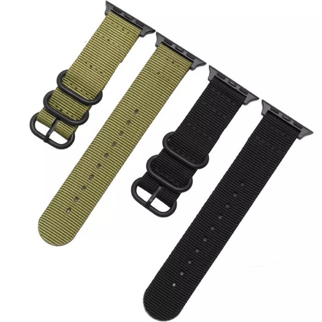 Strap kanvas NATO canvas apple watch 3 4 5 42mm 40mm 44mm iwatch iwo 9 10 nylon keren buckle