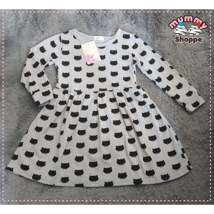 fashion kids Dress cartoon cat long sleeves / dress anak lengan panjang