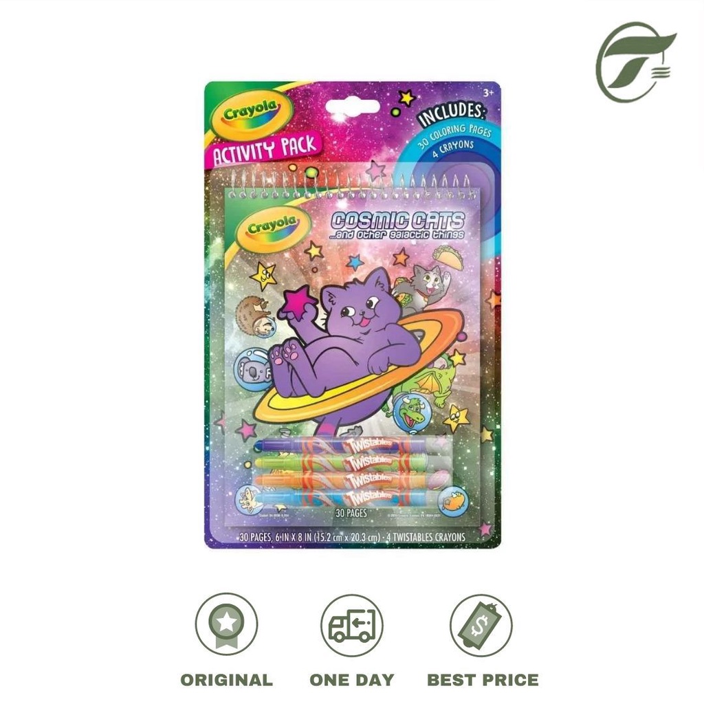 

PAKET ACTIVITY PACK MEWARNAI 04-0690 COSMIC CATS (1 NOTEBOOK SPIRAL, 4 CRAYONS TWISTABLES) CRAYOLA