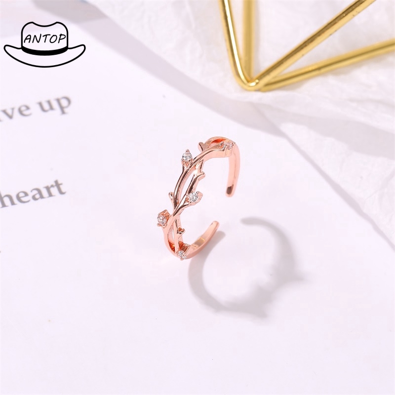 Antop！Cincin Imitasi Wanita Rotan Silang Yang Bisa Disesuaikan Ring