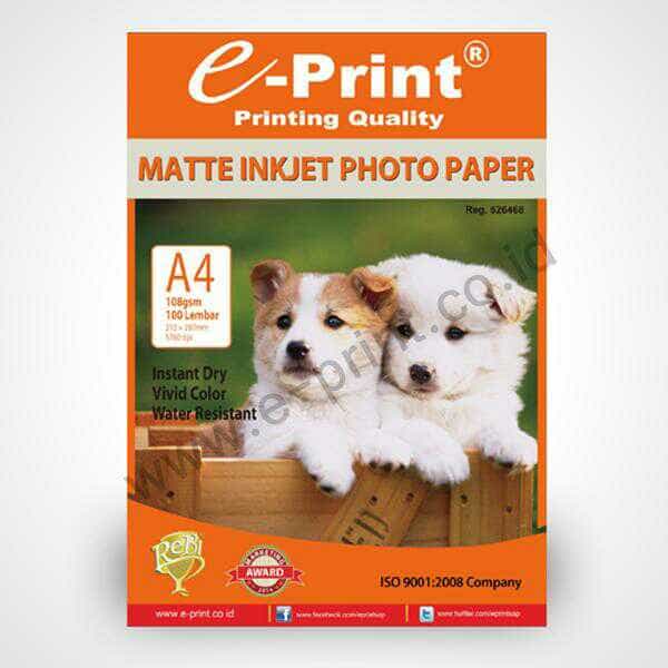 

Senikertas- E-Print Matte Inkjet Photo Paper Kertas 108 Gsm A4 Isi 100 Per Pak -Kertas-Seni.