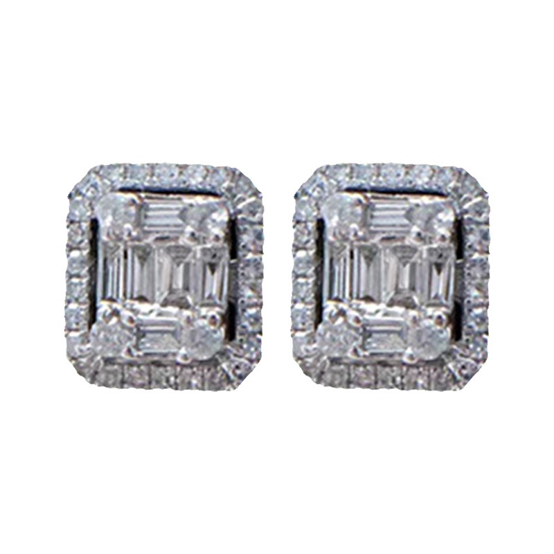 Anting Stud Cubic Zirconia Bentuk Geometris Untuk Wanita