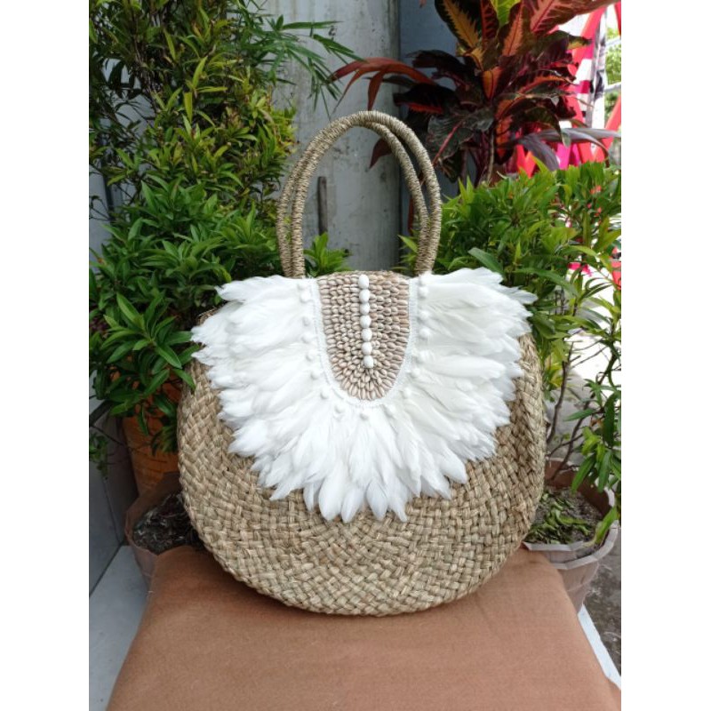 Tas Mendong Bulu Anyaman Bali/Tas pantai Khas Bali