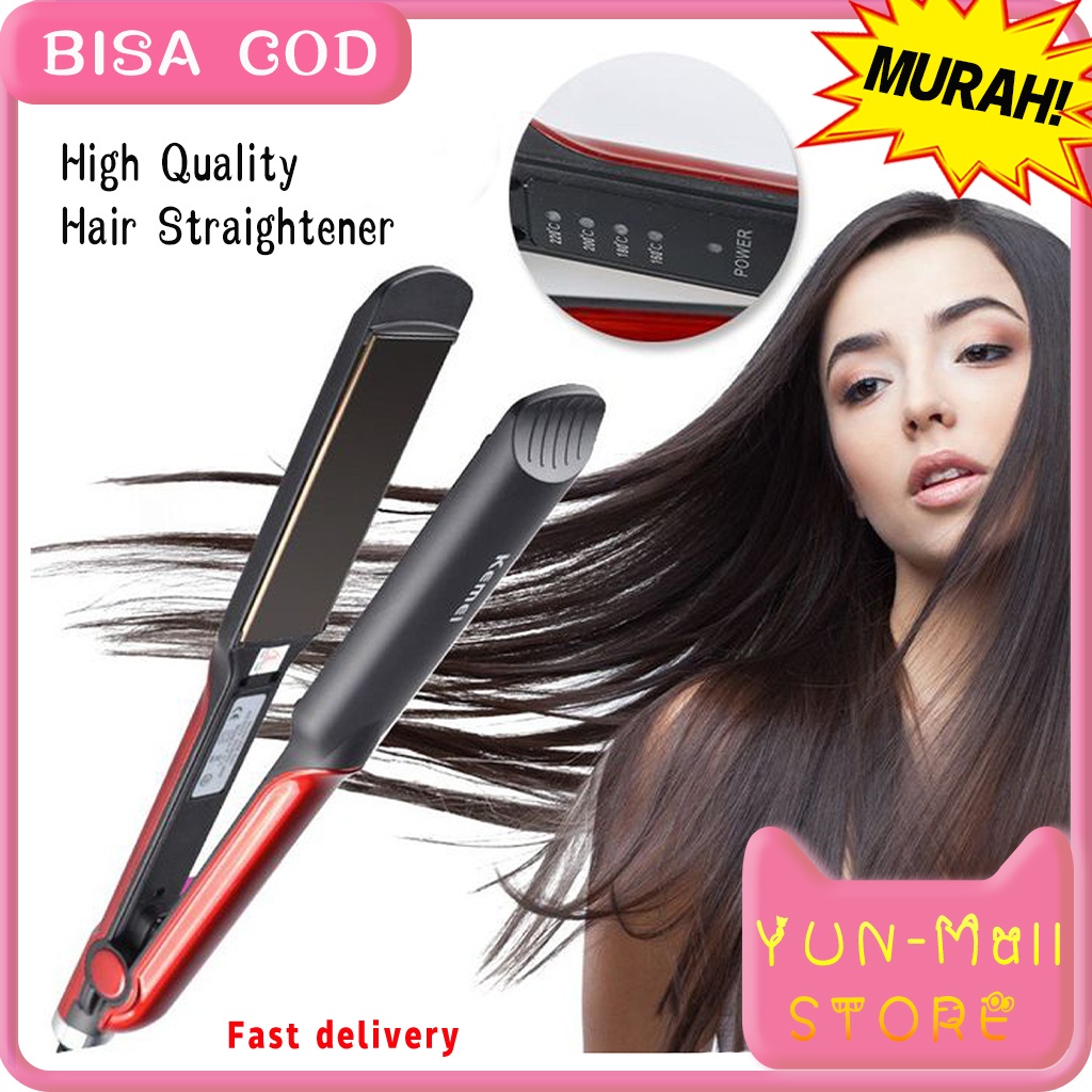 【COD+dalam stok+Pengiriman Cepat】Catokan KEMEI KM 531 Catok rambut Lurus temperatur suhu ionic Elektric Straightener Profesional Catok Penggunaan basah dan kering Red  PTC Heater /Aluminum / Ceramic Painting