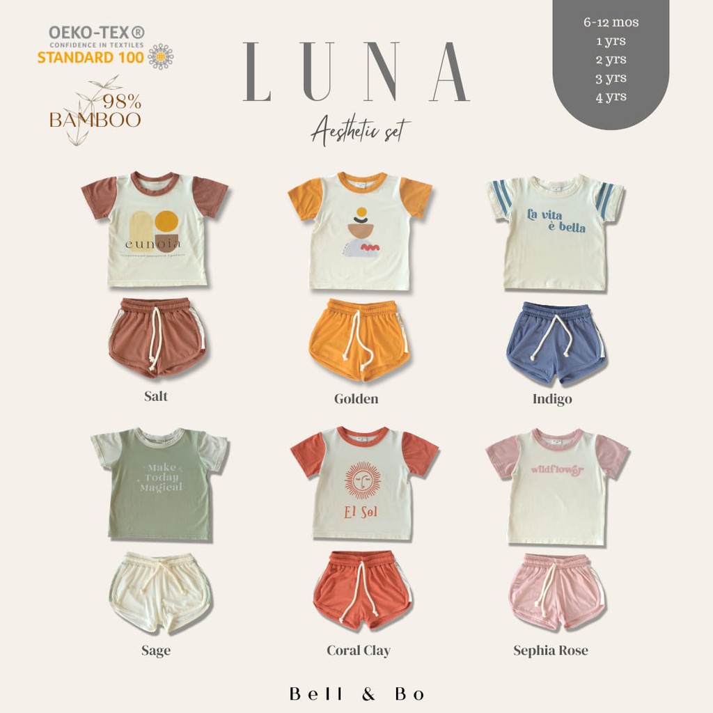 BELL AND BO SETELAN LUNA BAMBOO SETELAN BAJU ANAK  6 bulan - 4 Tahun