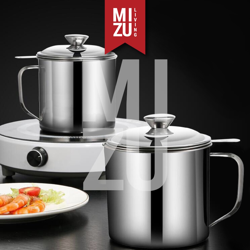 MIZU ABURA XL 1600ml Oil Pot Saringan Tempat Minyak Stainless Steel No Drip No Mess