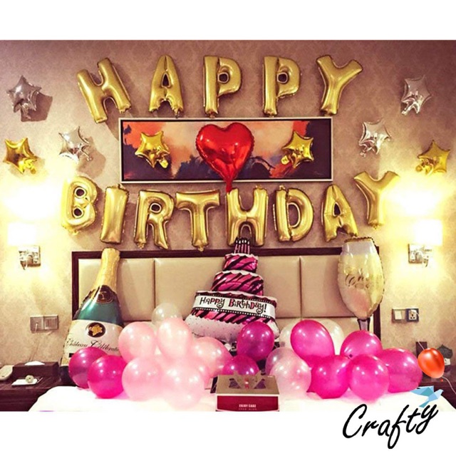 [PAKET] BIRTHDAY Set GOLD TART CHAMPAGNE Dekorasi Backdrop Ulangtahun