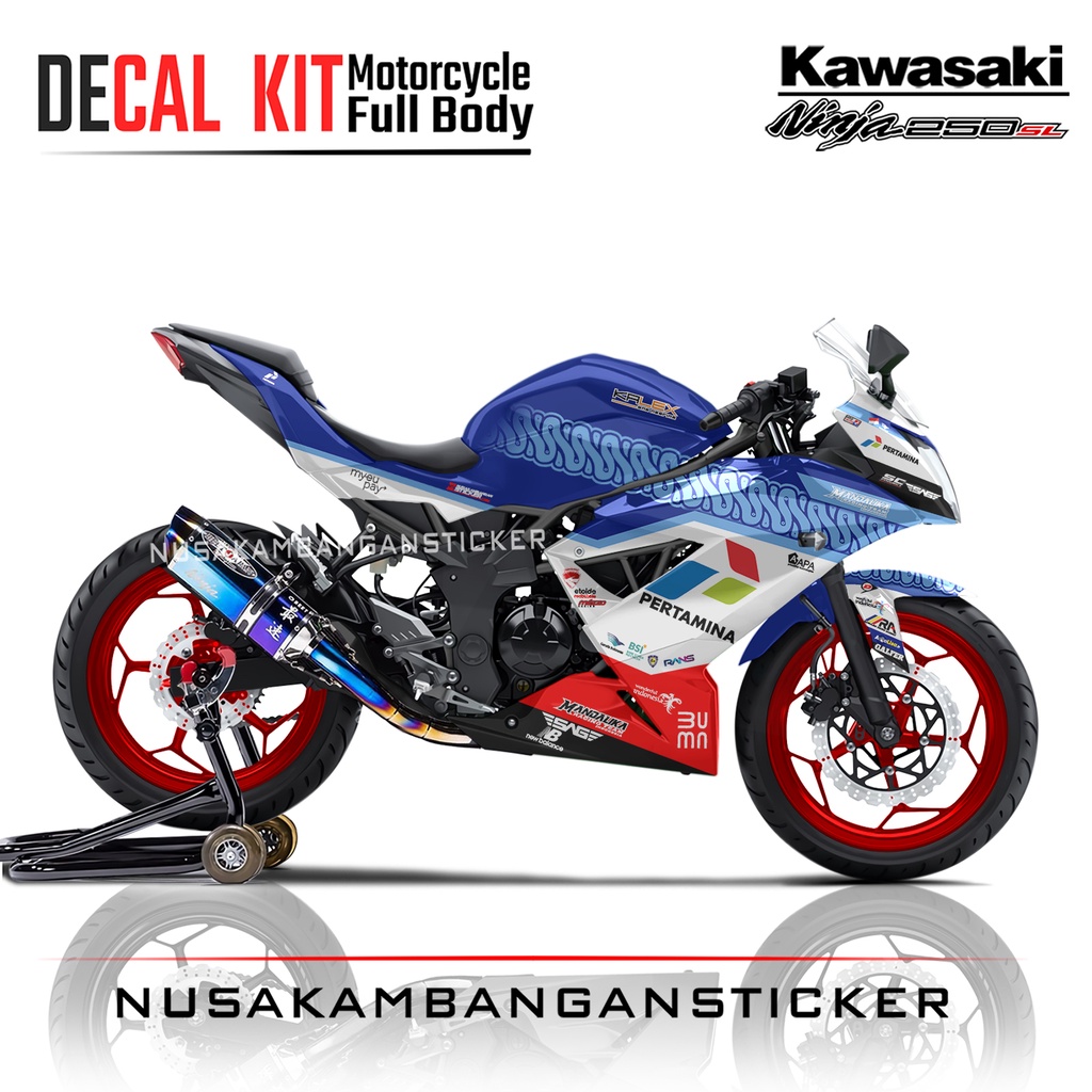 Stiker Ninja 250 SL Mono Mandalika Racing Team Biru