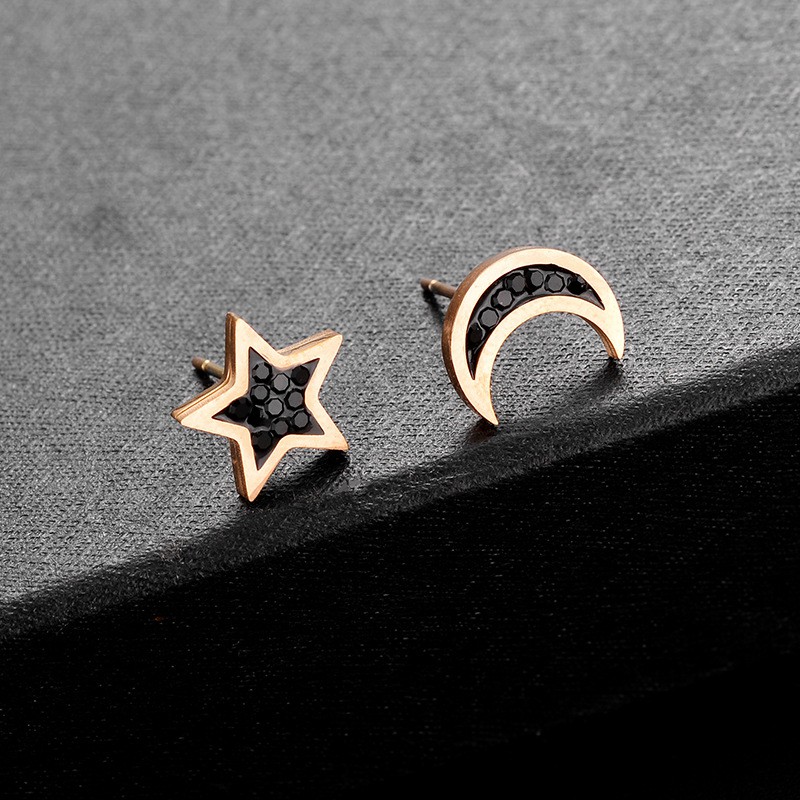 Anting Titanium Wanita Model Bulan Bintang Anti Karat