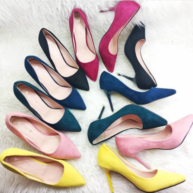 High heels TMT Premium suede Import high quality fashion shoes sepatu wanita hak tinggi