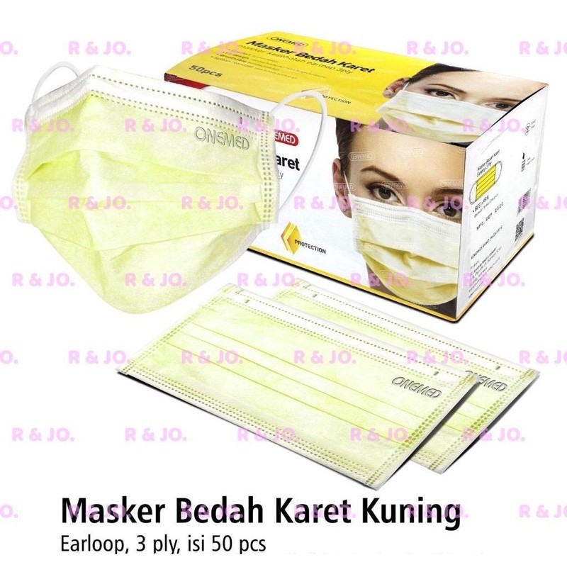 MASKER BEDAH MEDIS ONEMED EARLOOP 3PLY WARNA KUNING