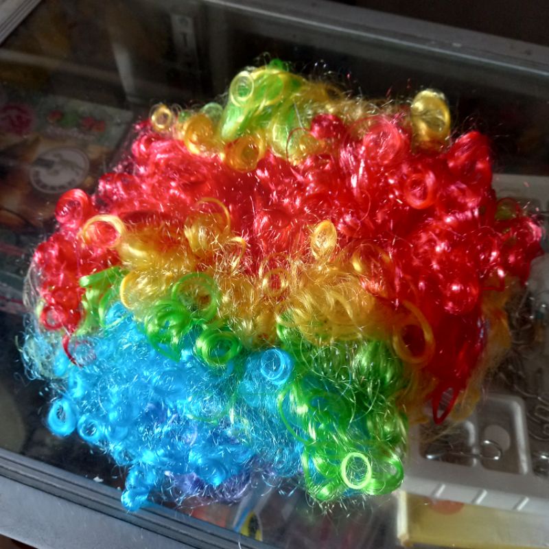WIG BADUT PELANGI RAMBUT PALSU COSPLAY LUCU PESTA DEWASA SINTETIK PLASTIK FESTIVAL CARNAVAL