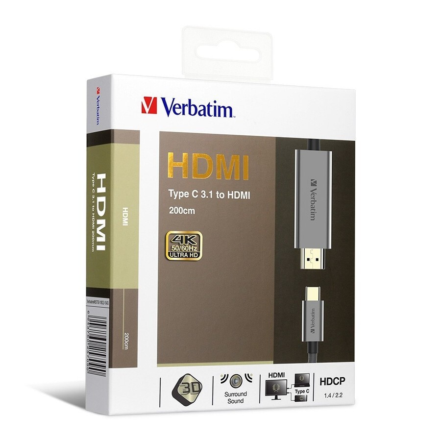Converter Verbatim USB C 3.1 to HDMI 2.0 4K DHCP 200cm- Verbatim 65709