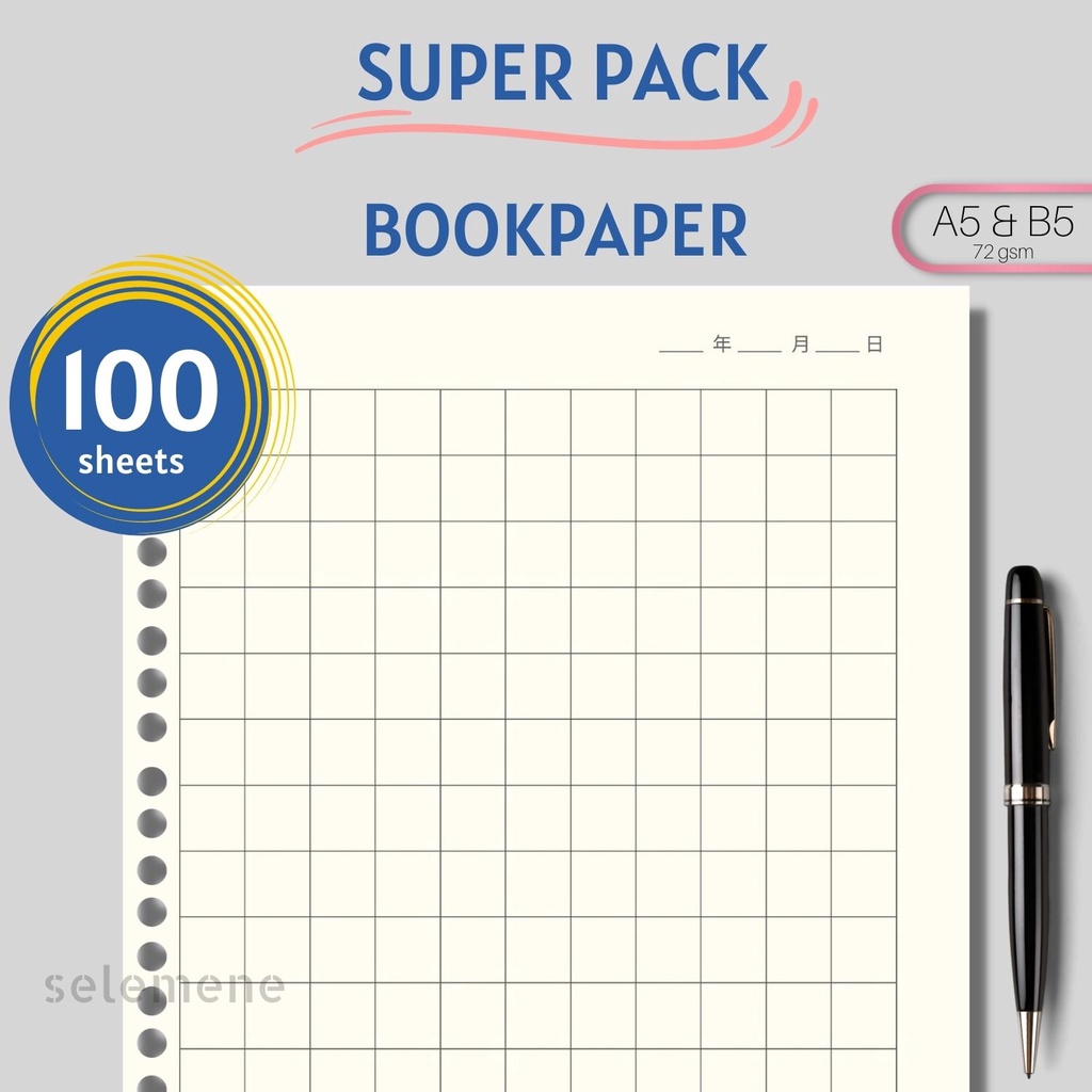 

Isi Loose Leaf 100 lembar A5 B5 Bookpaper - Refill Binder Dotted Grid