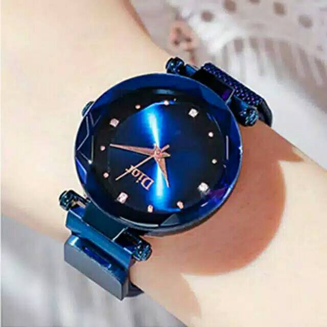 Terima Cod)Jam Tangan Wanita ( D Plat Warna) Strap Magnet (Dikirim Dari Jakarta)