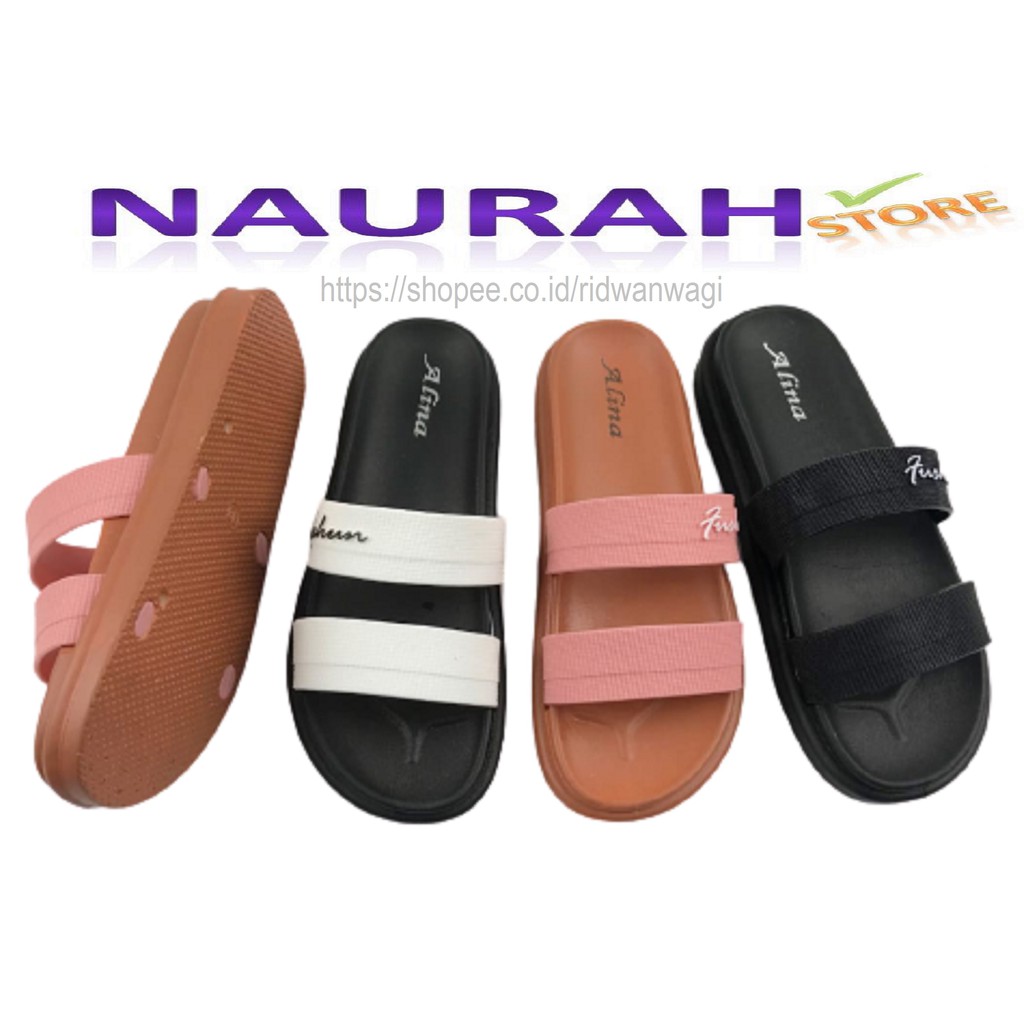 SANDAL WANITA ALINA 840 SLOP 2 SENDAL WEDGES TEBAL KUALITAS BAGUS TAHAN LAMA PROMO HARGA MURAH