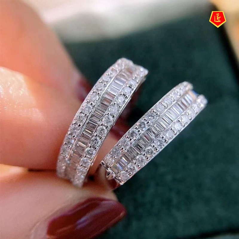 [Ready Stock]Simple Personality Single Row Full Diamond Ring