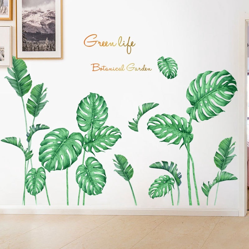 60x90cm Creative Self-adhesive Green Vegetation Wall Stickers Wall Decals for Bedroom Living Room Decor