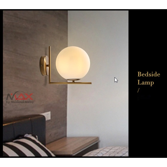 Nordic Lampu Hias Dinding Model Antik Bola kaca 220V untuk Koridor &amp; Kamar Tidur frame besi antik vintage wall Nordic glass ball lamp Modern Led Light Gold Glass Ball Wall Lamp Living Room Bathroom Bedroom Bedside Entrance Porch Indoor Lighting Decoration