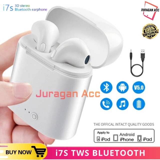 Earphone Headset Bluetooth i7S TWS Handsfree Wireless Bluetoot Full Bass Original