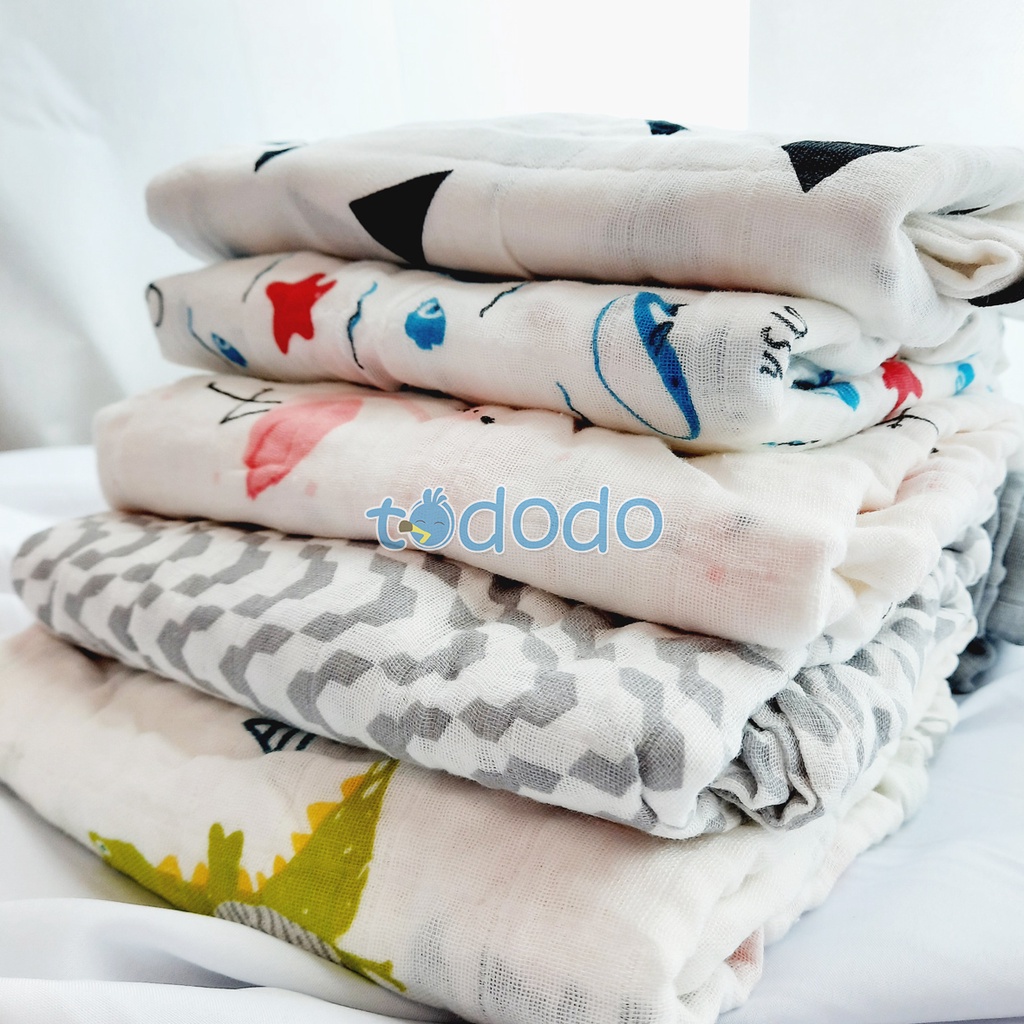 Bedong Bayi Muslin Cotton Swaddle Jumbo Selimut Bayi 120 X 110 cm