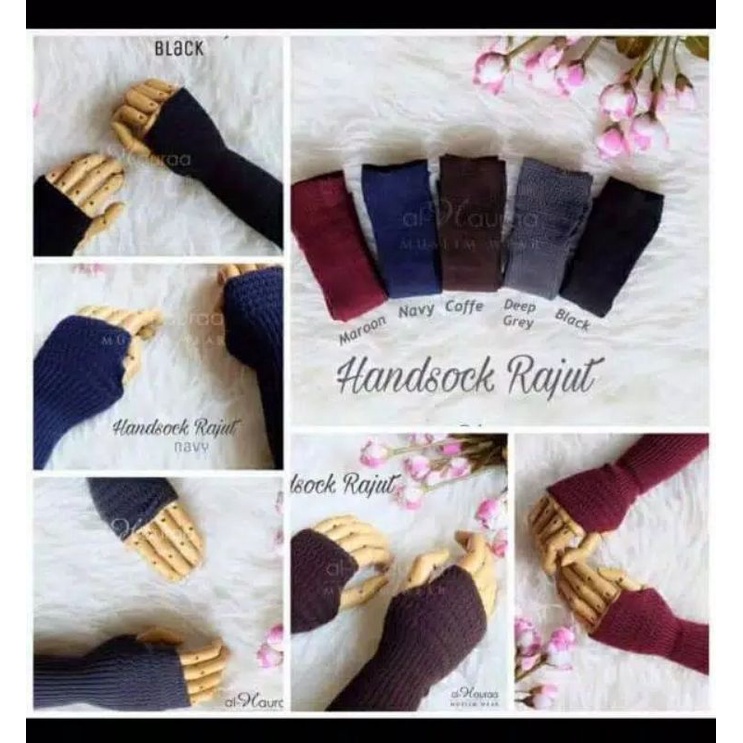 HANDSOCK rajut jempol /manset jempol lengan panjang warna polos, wanita muslimah.