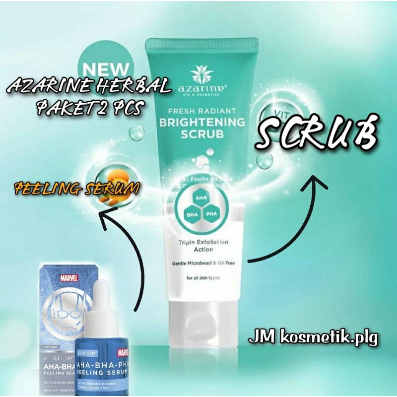 AZARINE Herbal Paket 2 pcs (scrub 50 gr, peeling serum 20ml) ORIGINAL BPOM