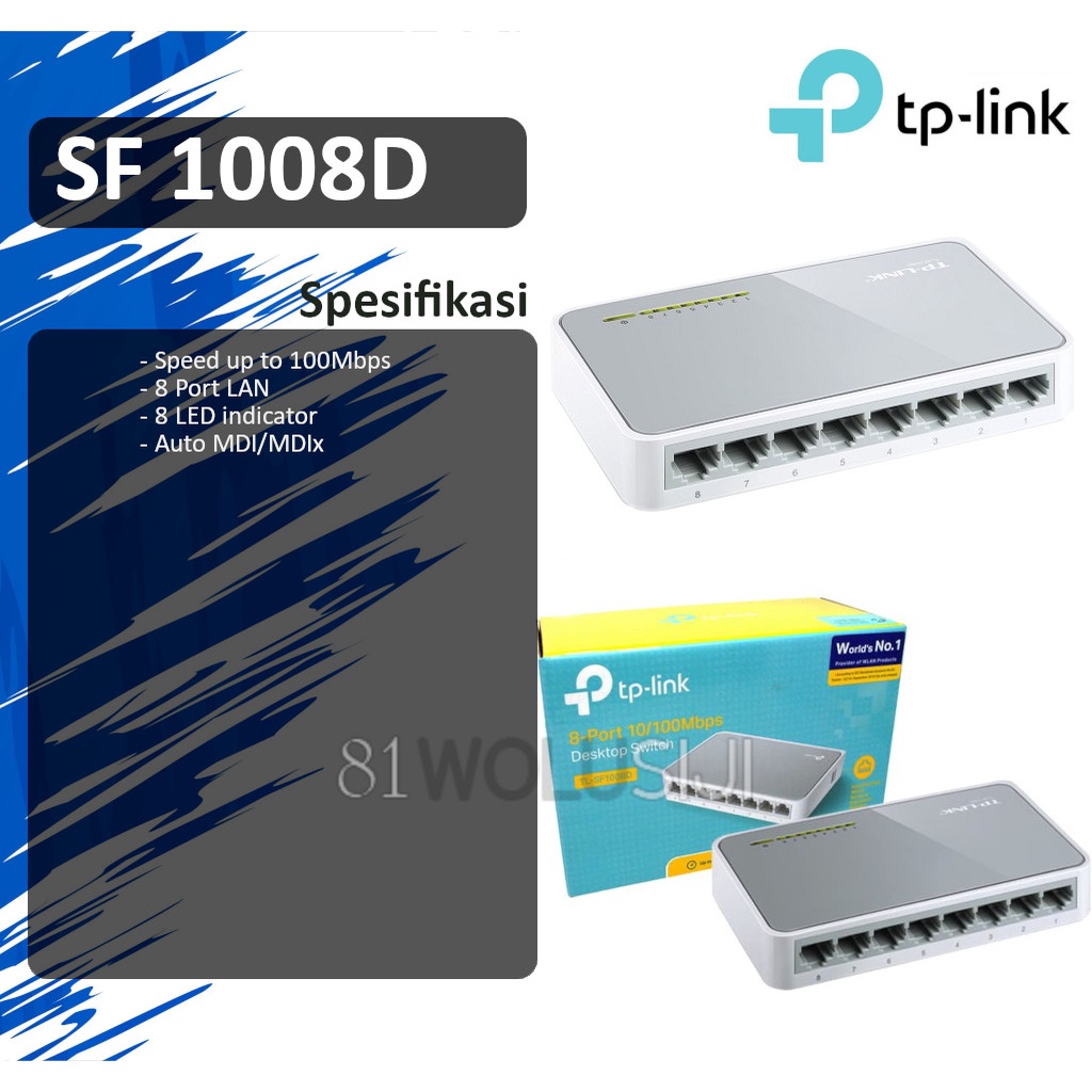 TP-LINK TL-SF1008D Switch/Hub 8 Port LAN 10/100Mbps