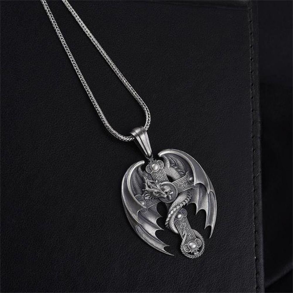 Lily Skull Pendant Rock Vintage Wing Death Twine Hip Hop Kalung