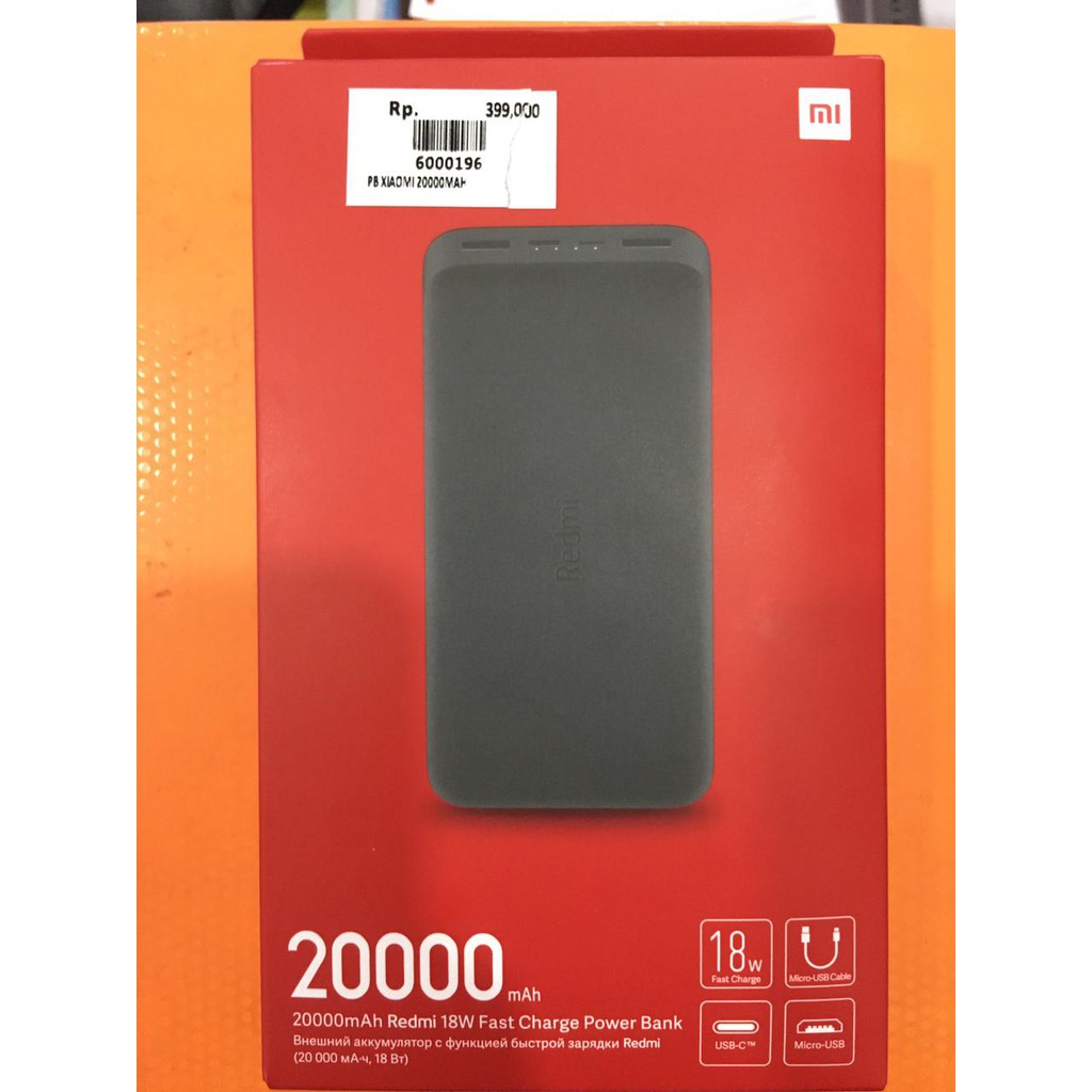 Mi Redmi Fast Charge PowerBank 18W Micro USB &amp; USB-C 20.000mAh