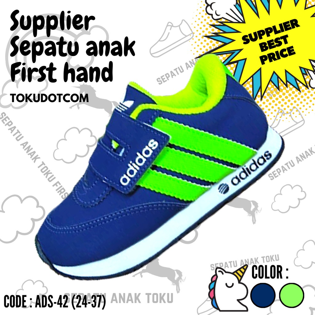 SEPATU ANAK SEKOLAH MURAH NAVY STRIPE HIJAU STABILO AD42 USIA 1-8 TAHUN TK SD PAUD COWOK CEWEK