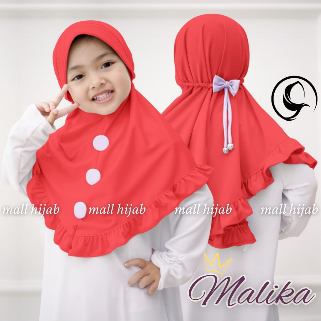 Hijab Instan Anak TK Malika Pita Karet / Jilbab Anak TK Kekinian / Hijab Anak TK Ped Tali Pita Karet