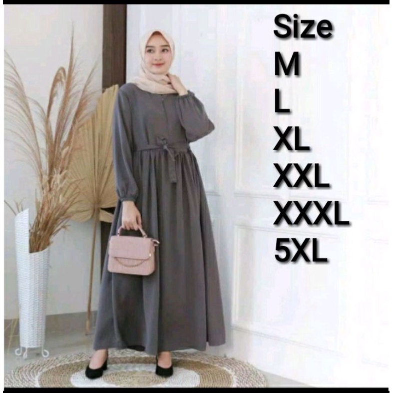 Aresa Gamis bahan Cringkel Muslim Terlaris Jumbo Resleting busui