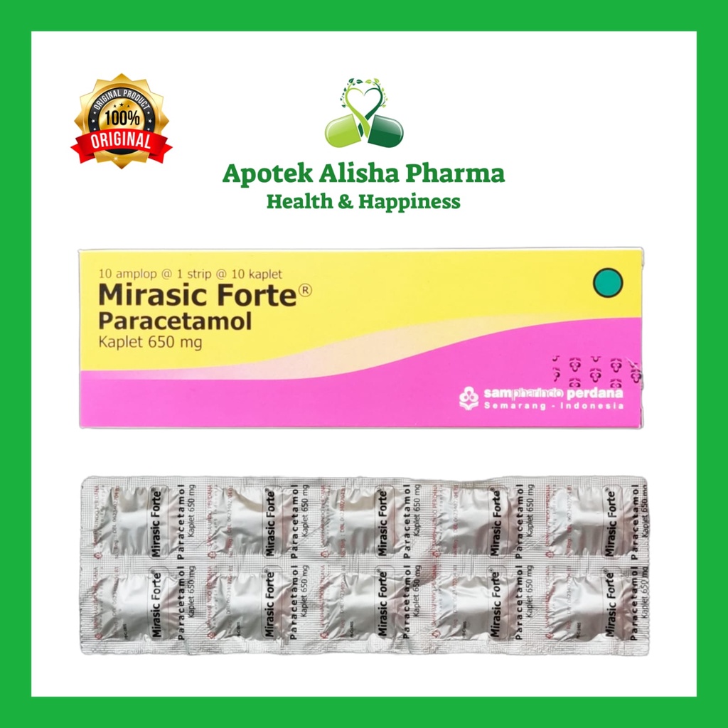 MIRASIC FORTE 650 mg Strip 10 Tablet - Obat Paracetamol Pereda Nyeri dan Penurun Demam Sakit Kepala