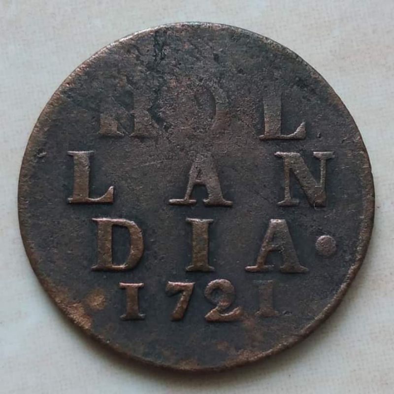 Koin Kuno Dutch Republic Hollandia 1 Duit 1721