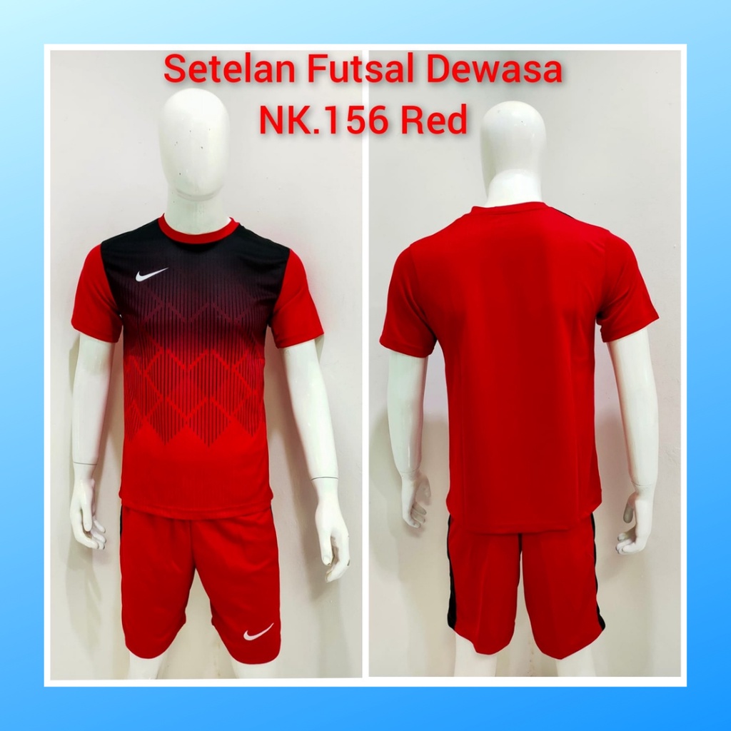 jersey futsal pria kaos sepak bola baju dan celana setelan wanita dewasa t-shirt outfit seragam jarsey kostum olahraga pakaian apparel sport jersy soccer casual jersi suit NK156 merah